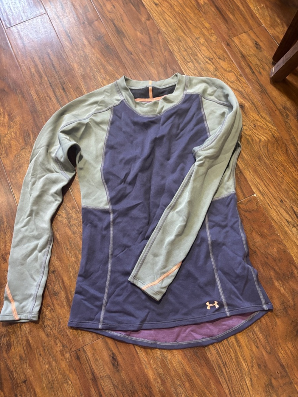 Under Armour Navy and Sage Long Sleeve Performance Top
